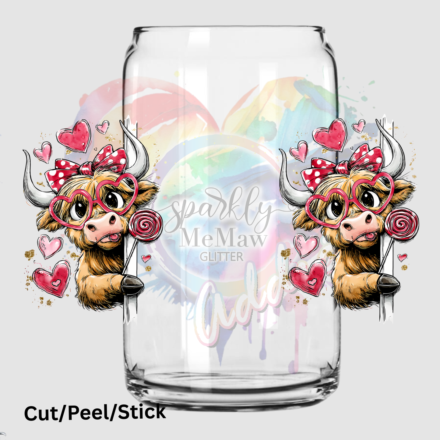 Sneaky Cute Cow 16 oz UV DTF Wrap