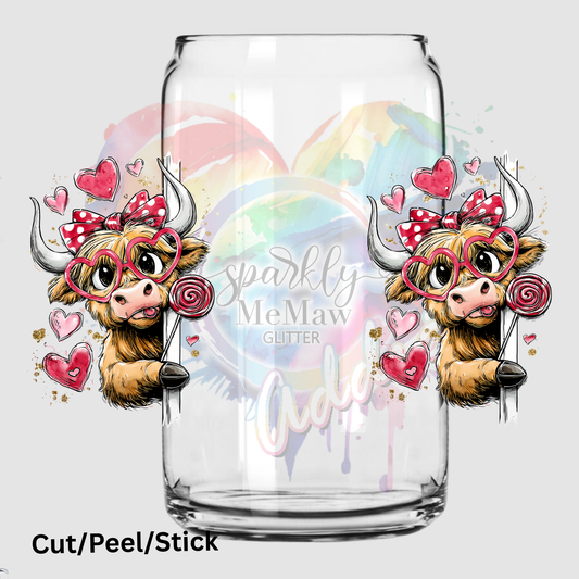 Sneaky Cute Cow 16 oz UV DTF Wrap