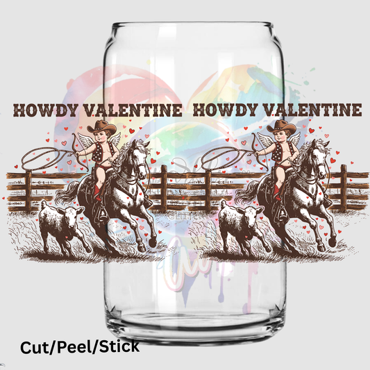 Howdy Valentine 16 oz UV DTF Wrap