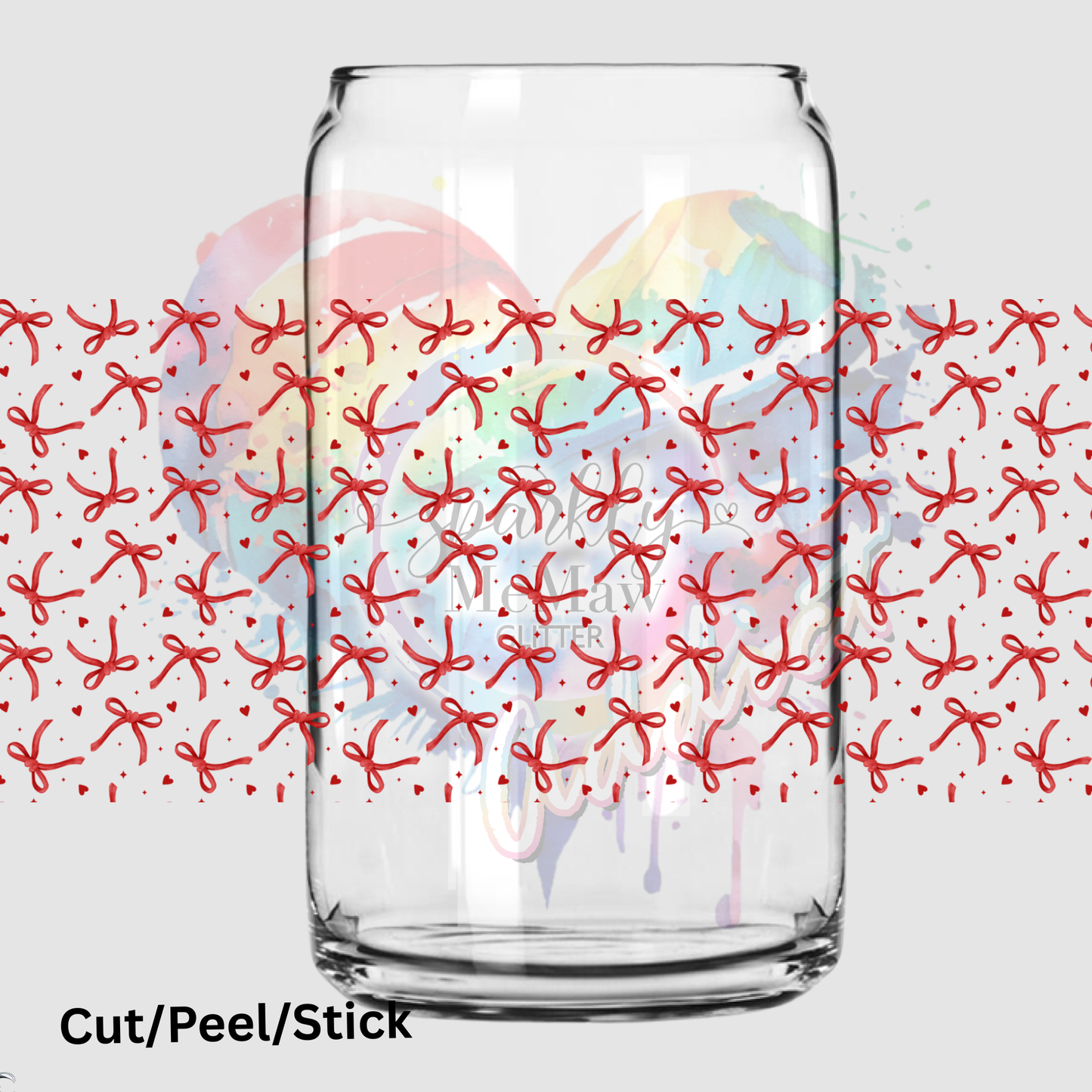 Tiny Red Bows 16 oz UV DTF Wrap