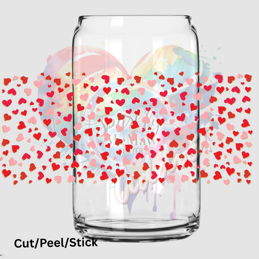 Pink Red Hearts 16 oz UV DTF Wrap