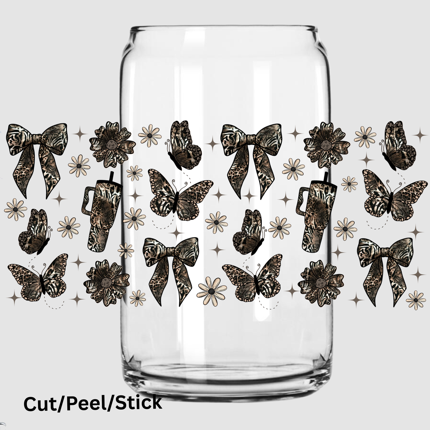 Butterflies Flowers and Bows 16 oz UV DTF Wrap