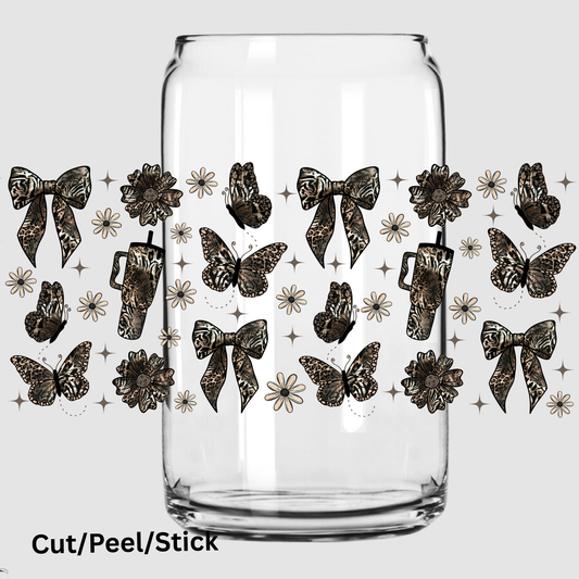 Butterflies Flowers and Bows 16 oz UV DTF Wrap
