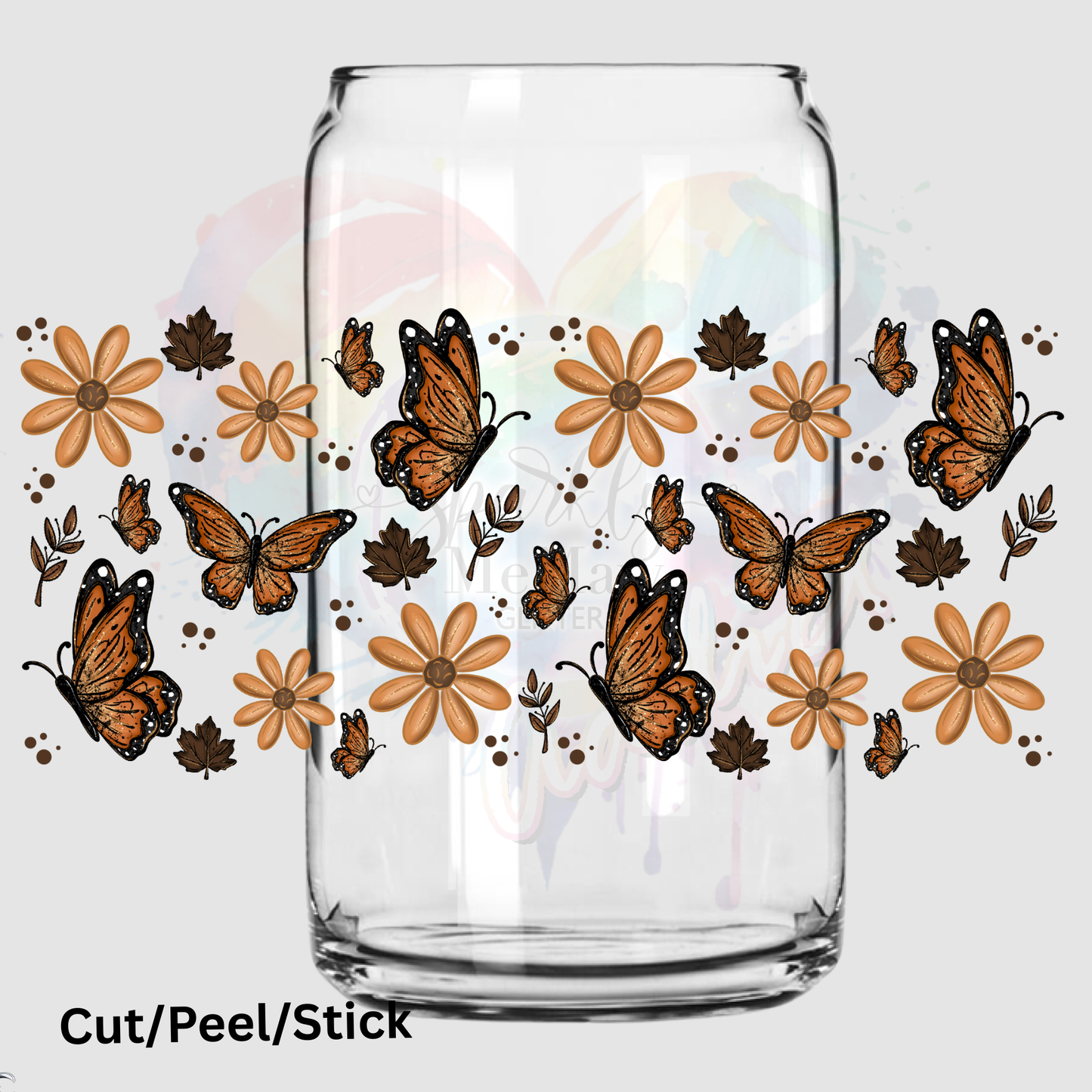 Butterflies and Flowers 301q 16 oz UV DTF Wrap