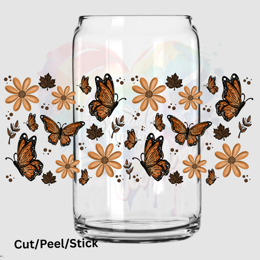 Butterflies and Flowers 301q 16 oz UV DTF Wrap