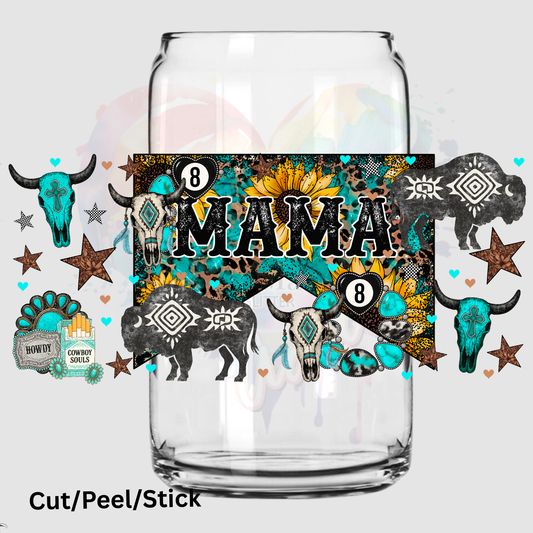 Mama Western 16 oz UV DTF Wrap