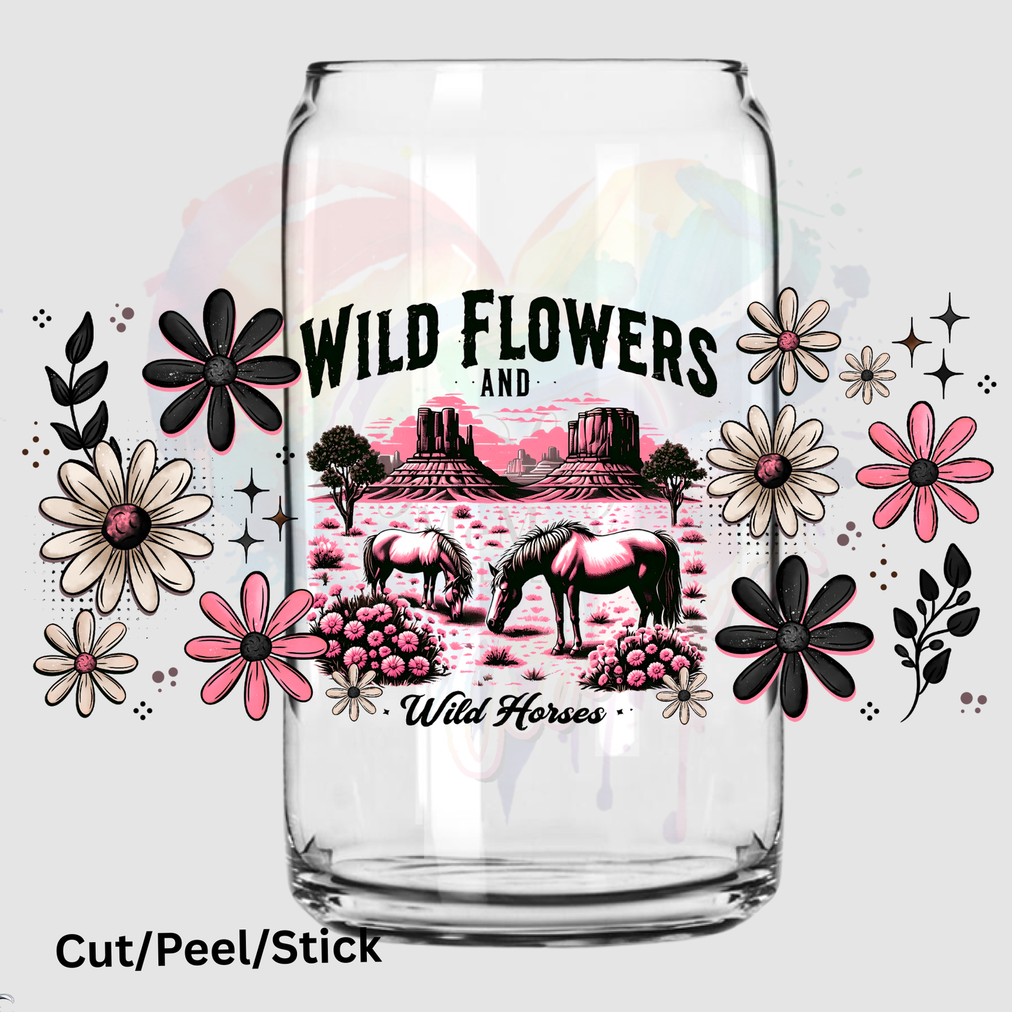 Wild Flowers and Wild Horses 16 oz UV DTF Wrap