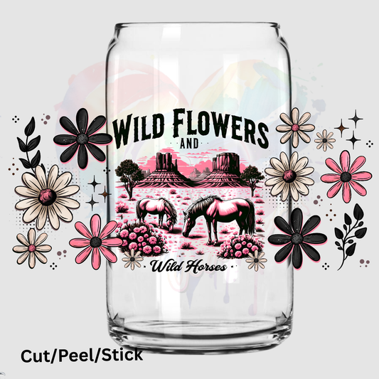 Wild Flowers and Wild Horses 16 oz UV DTF Wrap