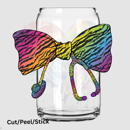 zebra neon stethoscope UV DTF Decal