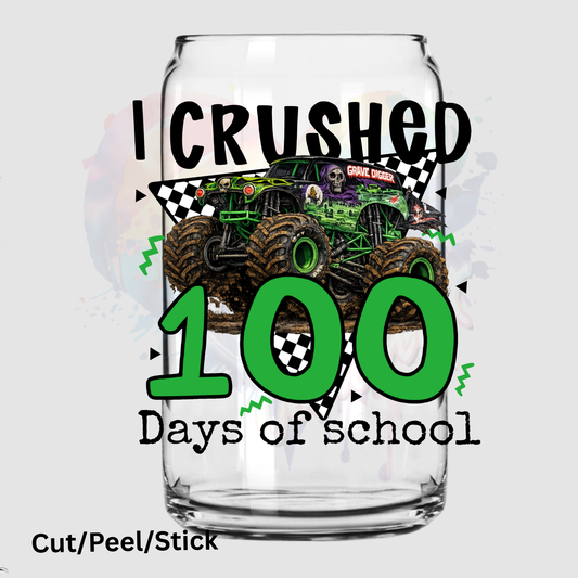 green gravedigger monster truck school UV DTF Decal