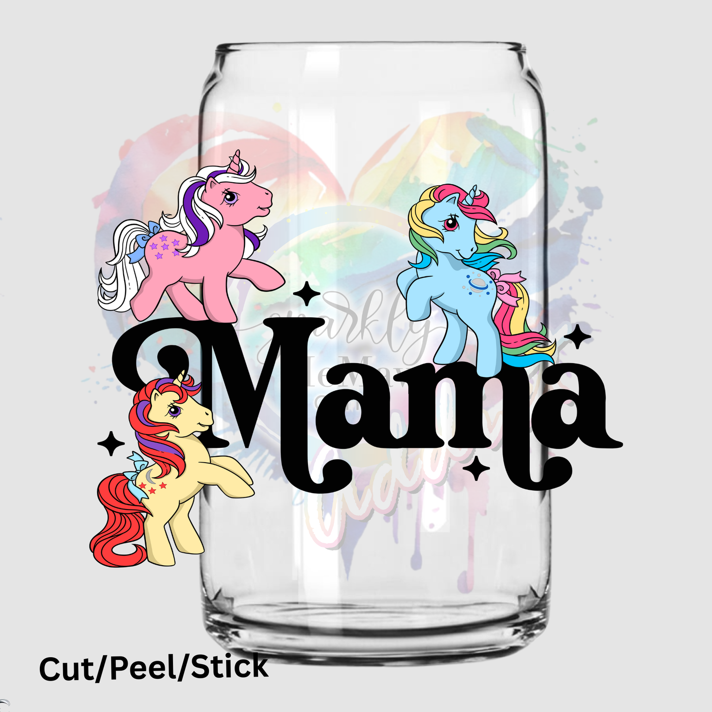 Mama words black UV DTF Decal