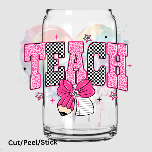 Teach Checkered UV DTF Decal