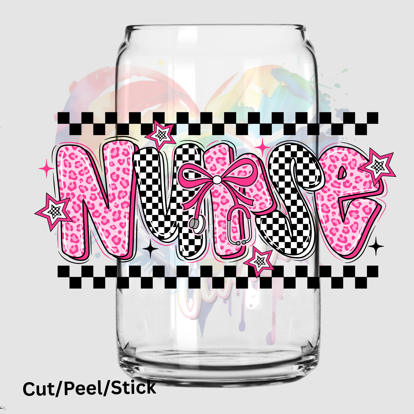 Nurse Checkered UV DTF Decal