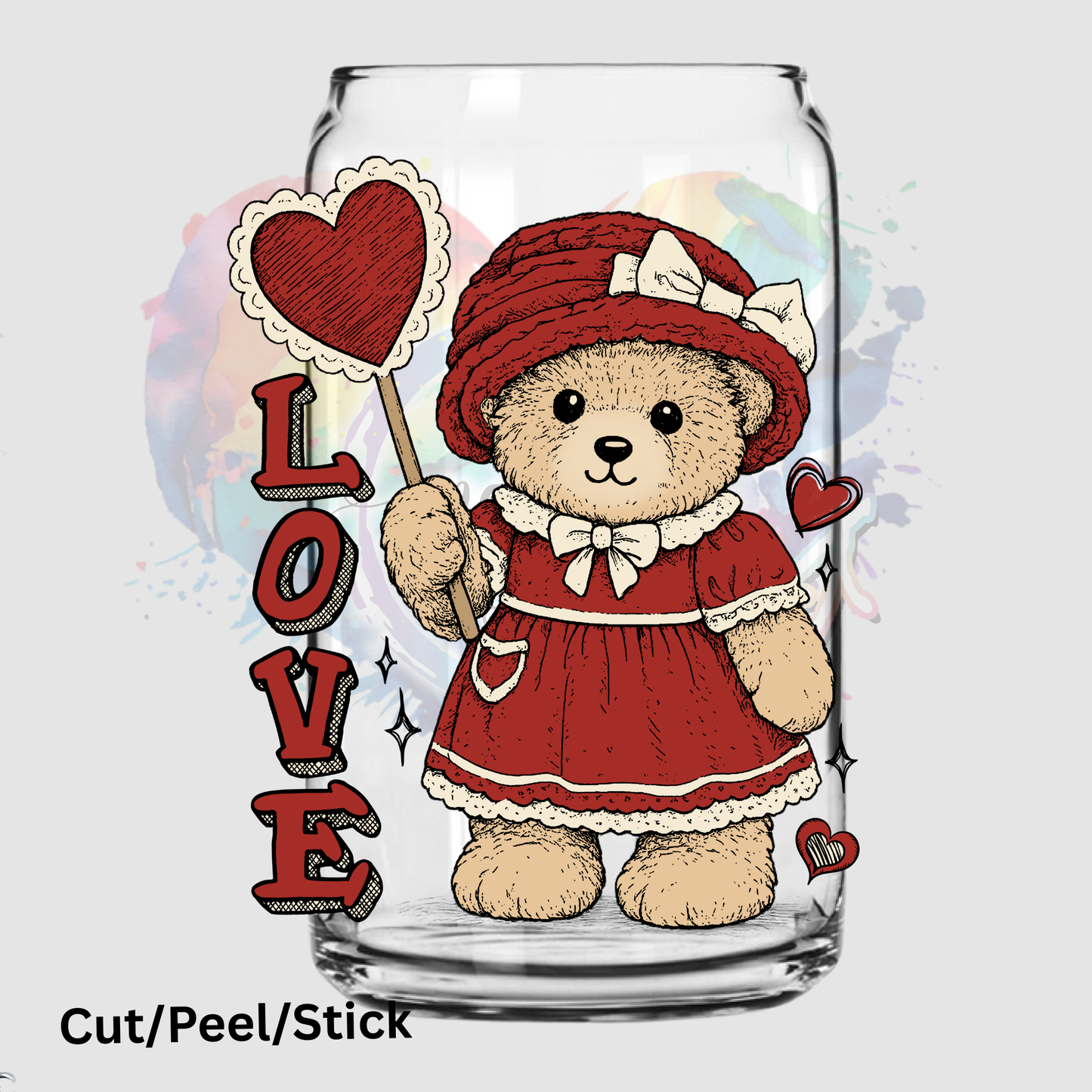 Vintage Love Granny Bear UV DTF Decal