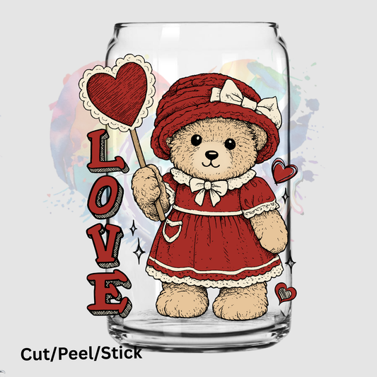 Vintage Love Granny Bear UV DTF Decal