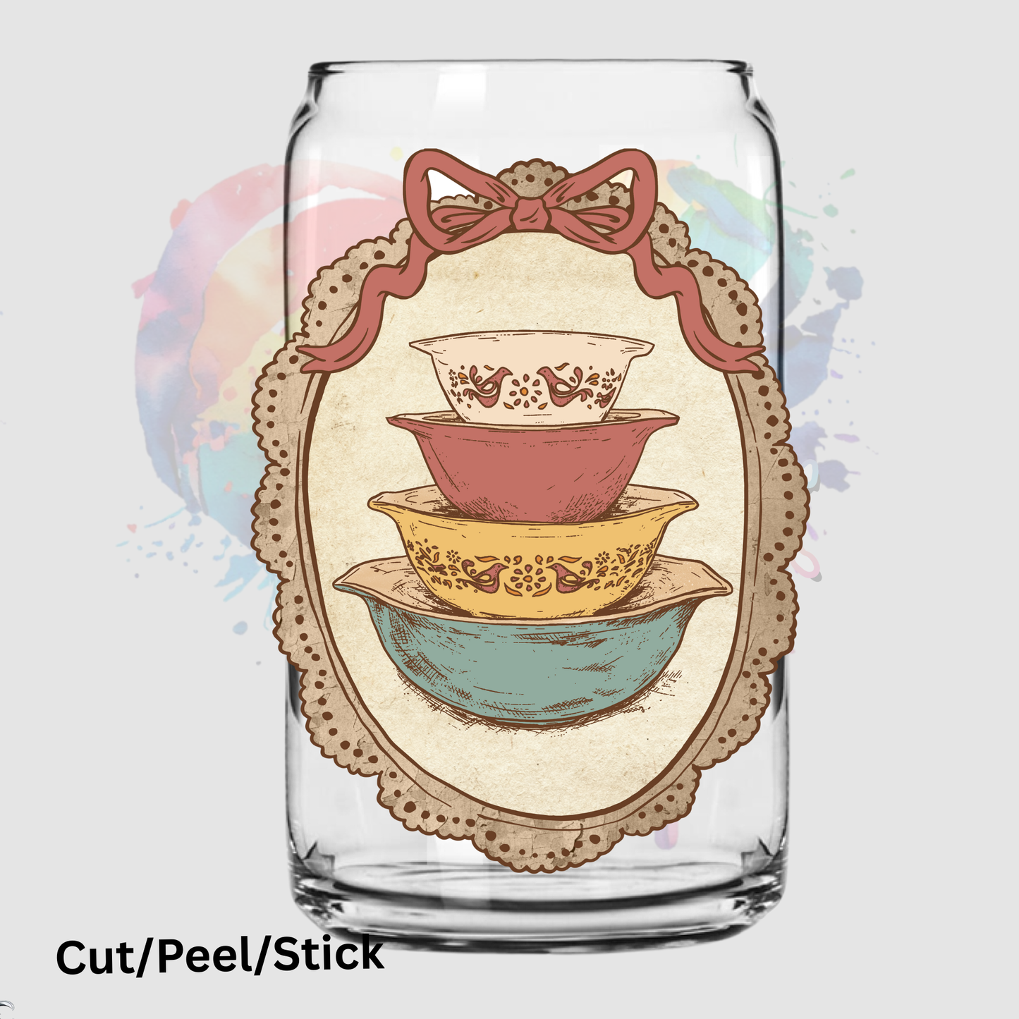 Vintage Friendship Pyrex Bowls UV DTF Decal