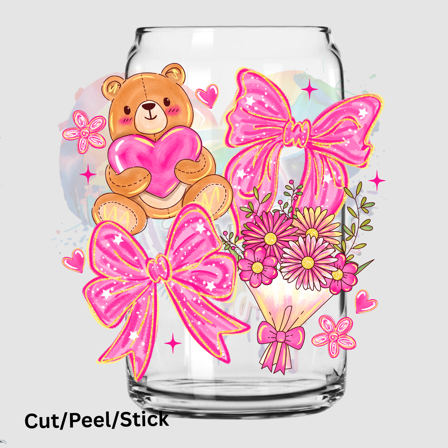 Vday Bear Coquette UV DTF Decal