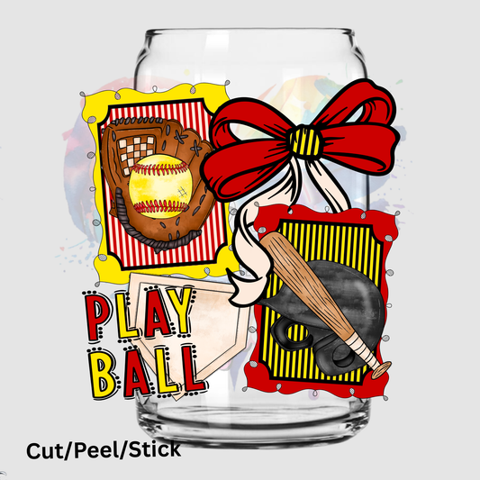 Play Ball Softball UV DTF Decal
