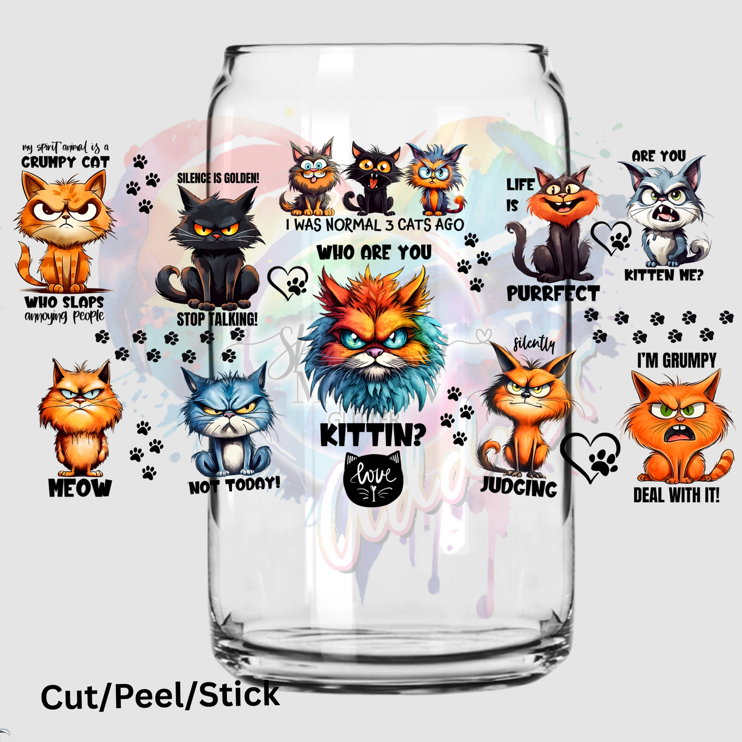 Funny Cats UV DTF 16 oz Wrap