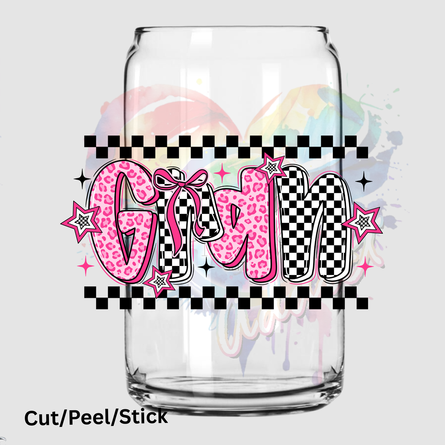 Leopard Checkered Gran UV DTF DECAL