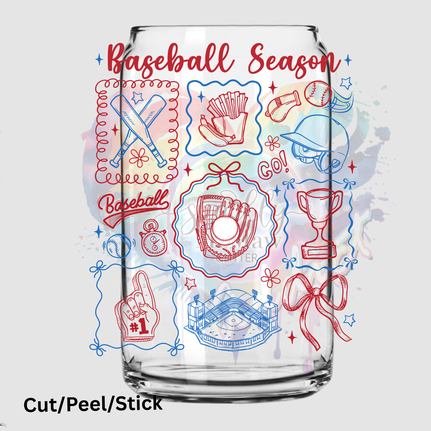 Doodle Baseball Season UV DTF DECAL