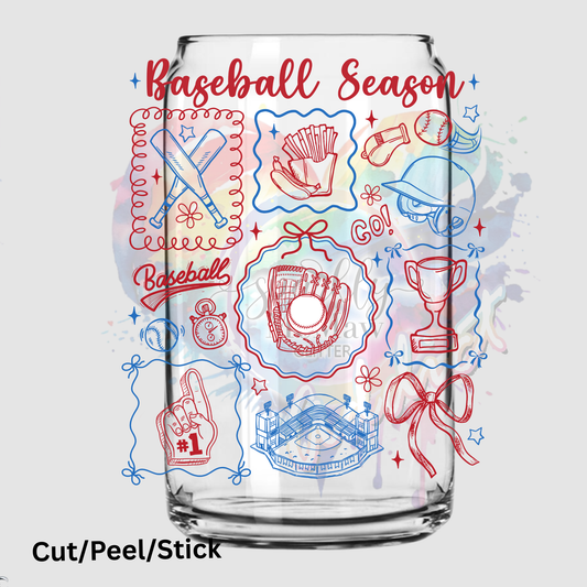Doodle Baseball Season UV DTF DECAL
