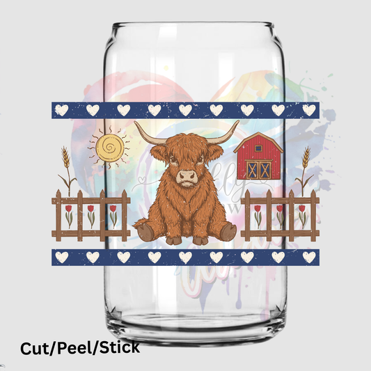 Farmhouse Highland Cow UV DTF DECAL