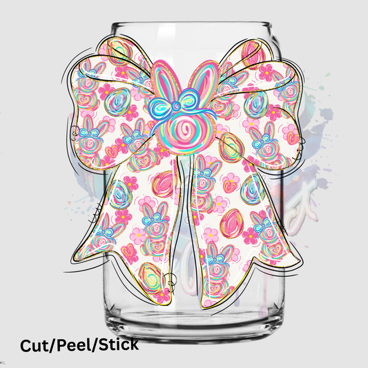Brushstroke Easter Bunny Bow UV DTF DECAL