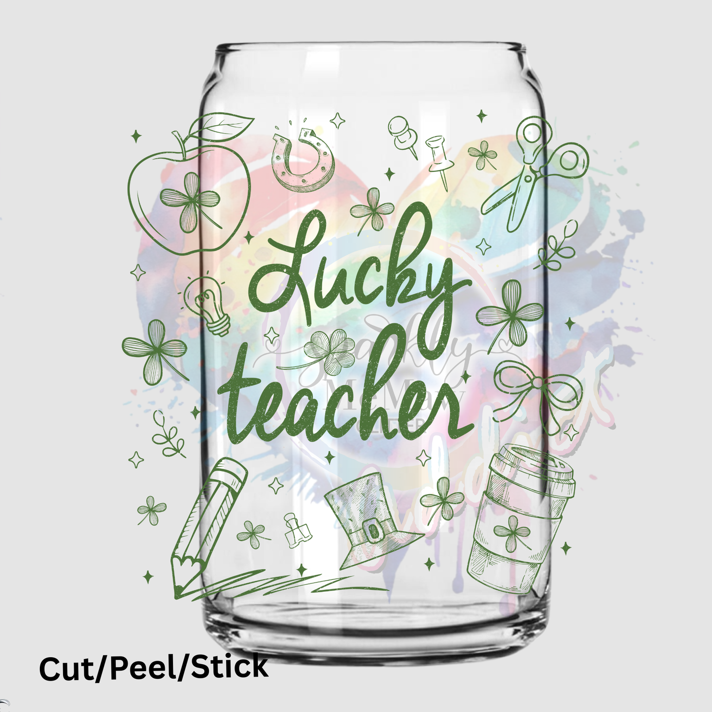Lucky Teacher Doodles UV DTF DECAL