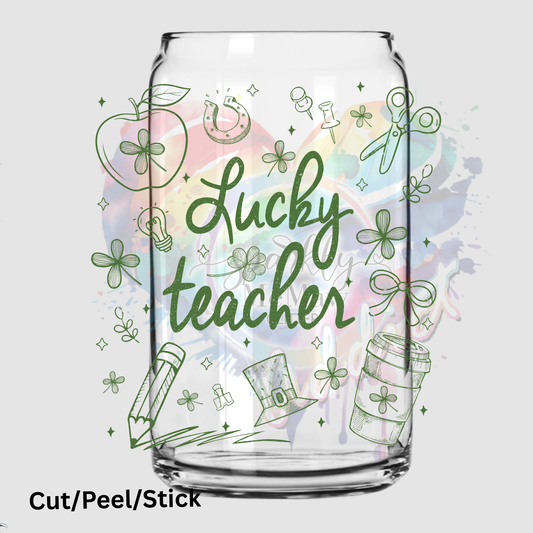 Lucky Teacher Doodles UV DTF DECAL