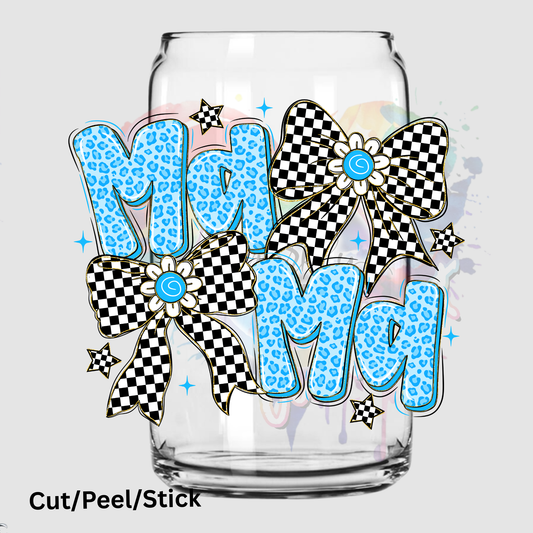 Blue Leopard Mama UV DTF Decal