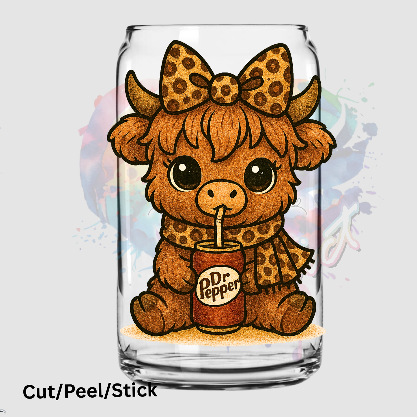 Highland cow Dr. Pepper uv dtf decal