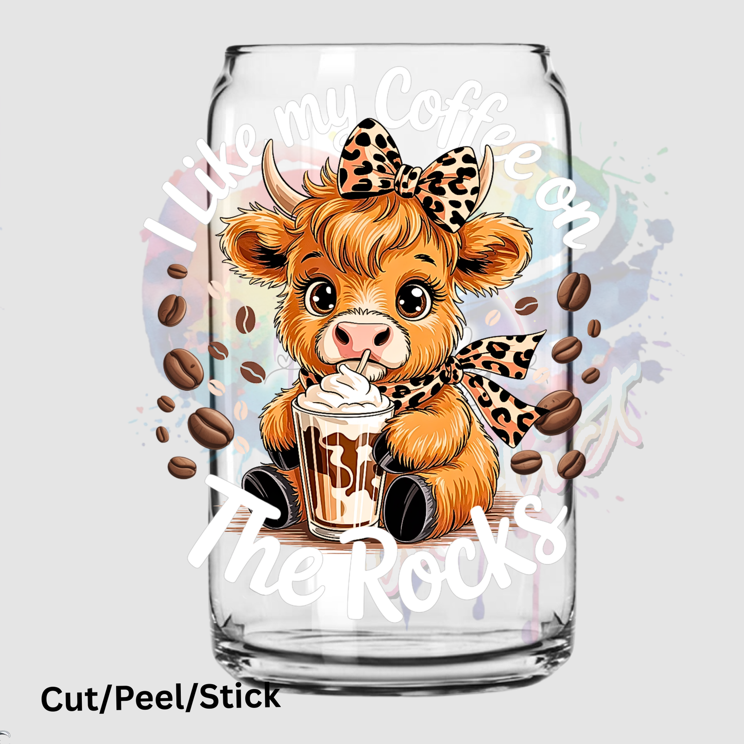 I like my coffee on the rocks uv dtf decal