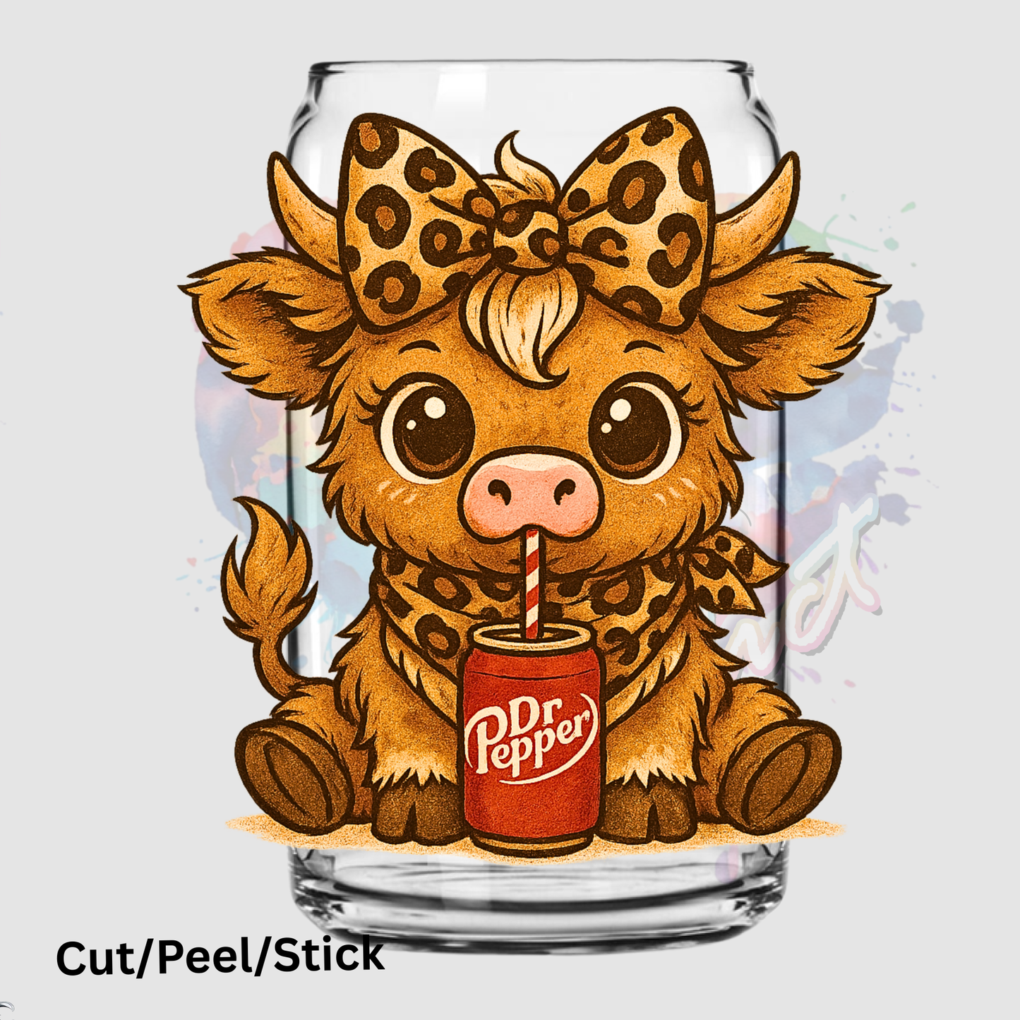 highland cow dr pepper 2 uv dtf decal