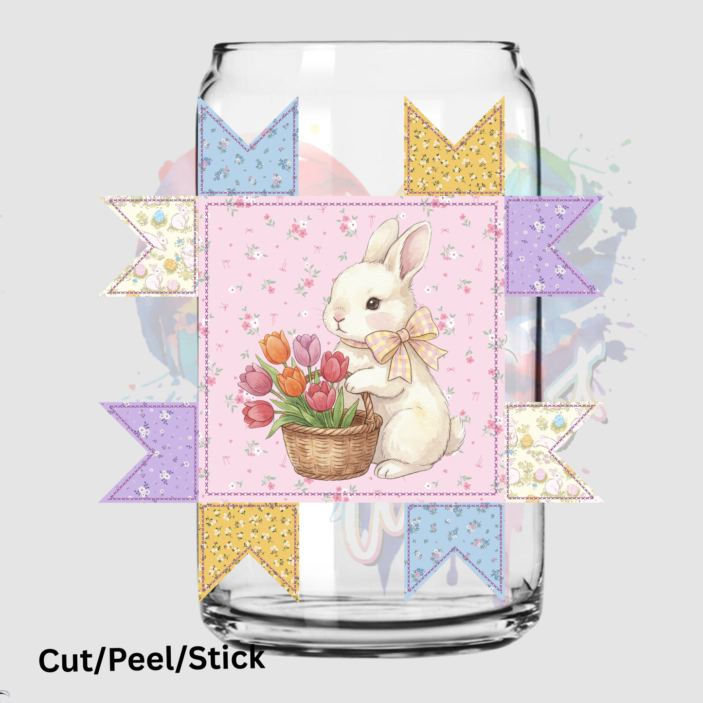 Easter Bunny Patchwork UV DTF DECAL