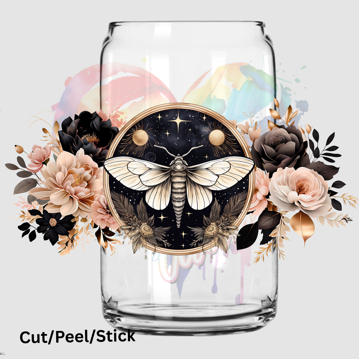 Moth With Flowers UV DTF 16 oz Wrap