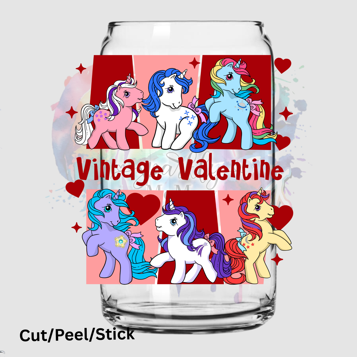 Vintage valentine pony  UV DTF Decal