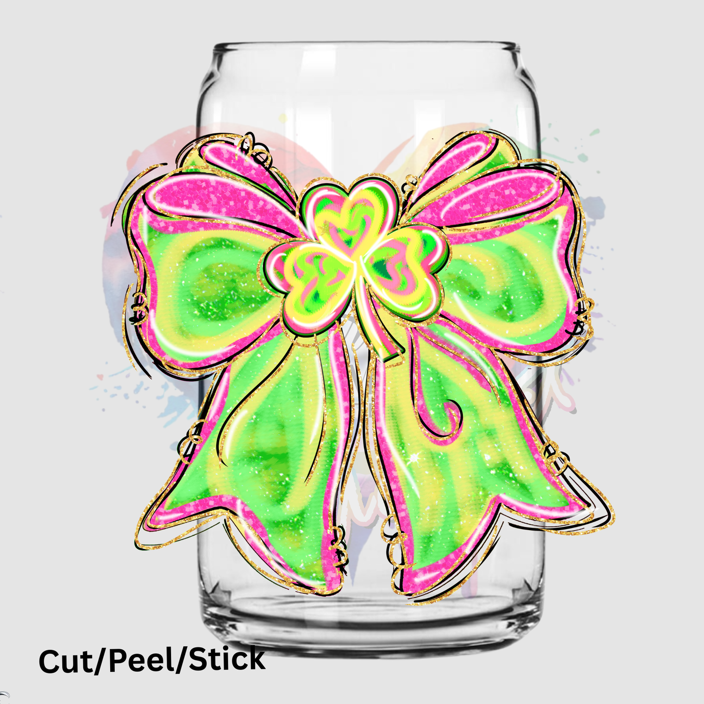 Brushstroke Clover Bow UV DTF Decal