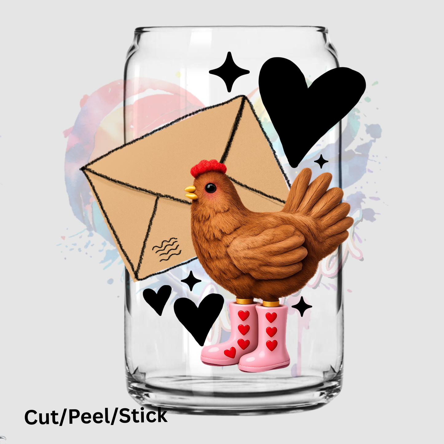Valentine chicken sleeve UV DTF Decal