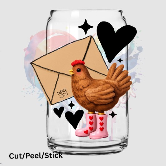 Valentine chicken sleeve UV DTF Decal
