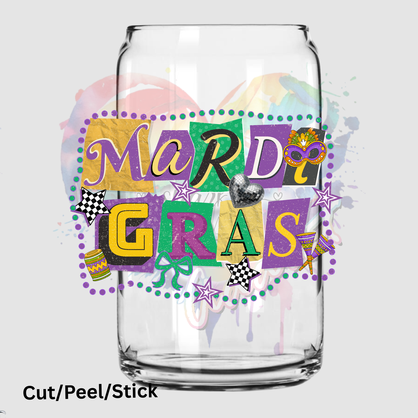Retro Mardi Gras UV DTF Decal