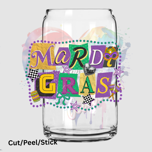 Retro Mardi Gras UV DTF Decal