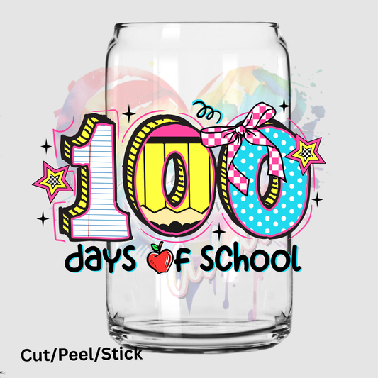 Colorful 100 Days of School UV DTF Decal