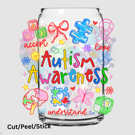 Coquette Autism Doodles UV DTF Decal