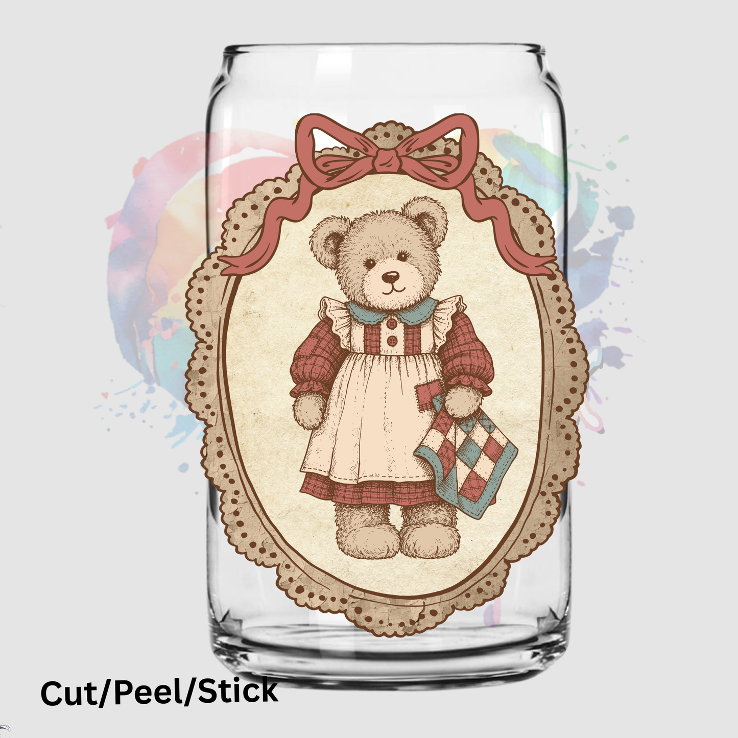 Vintage Granny Bear UV DTF Decal