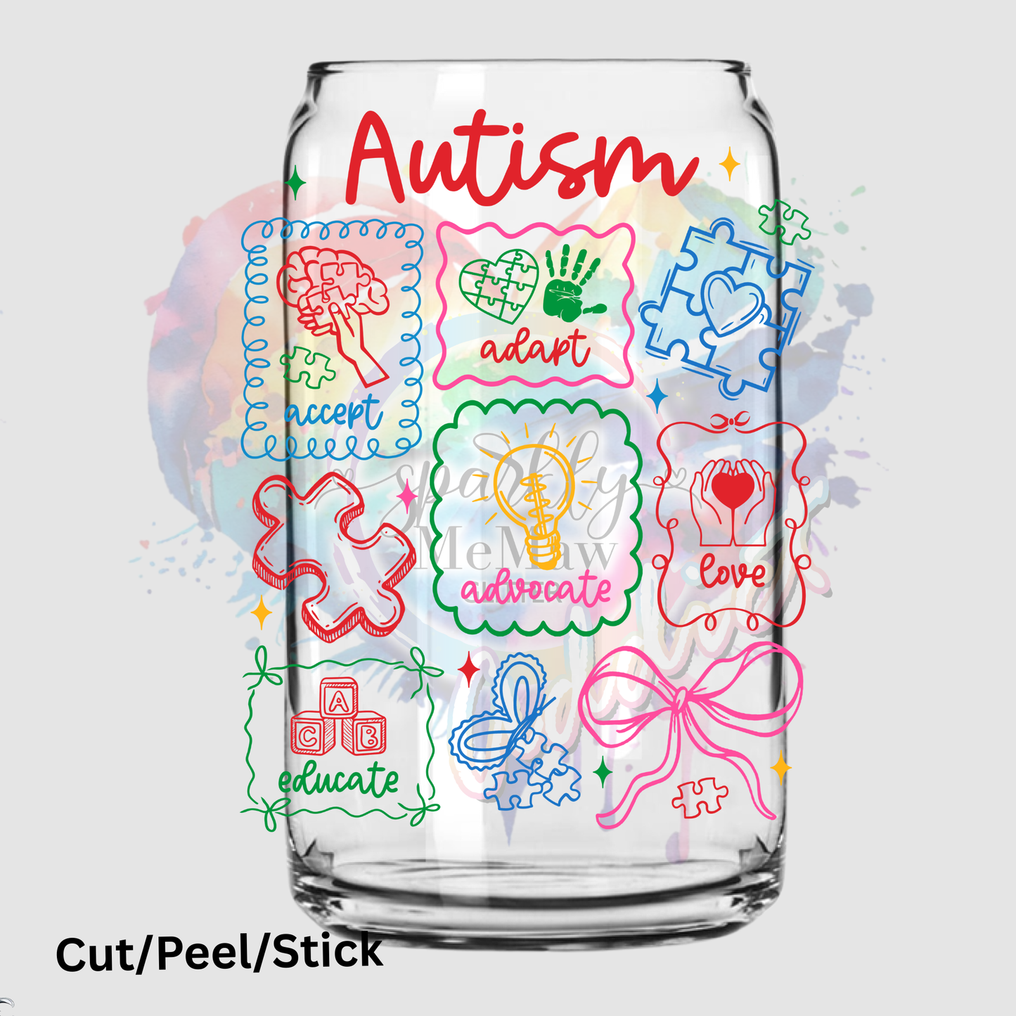 Preppy Autism Doodles UV DTF Decal