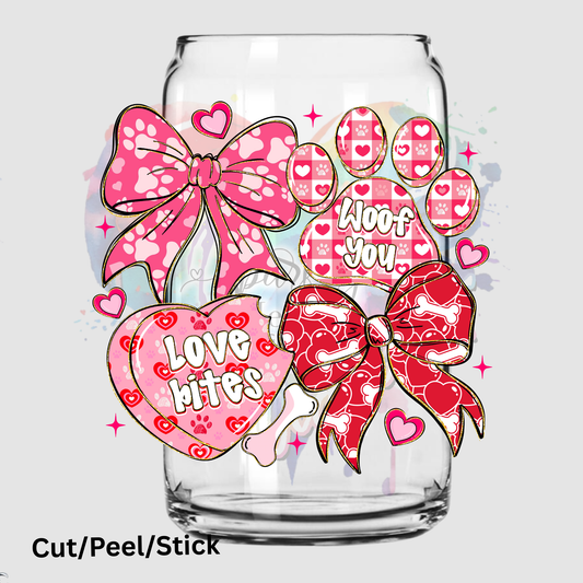 Dog Valentine Coquette UV DTF Decal