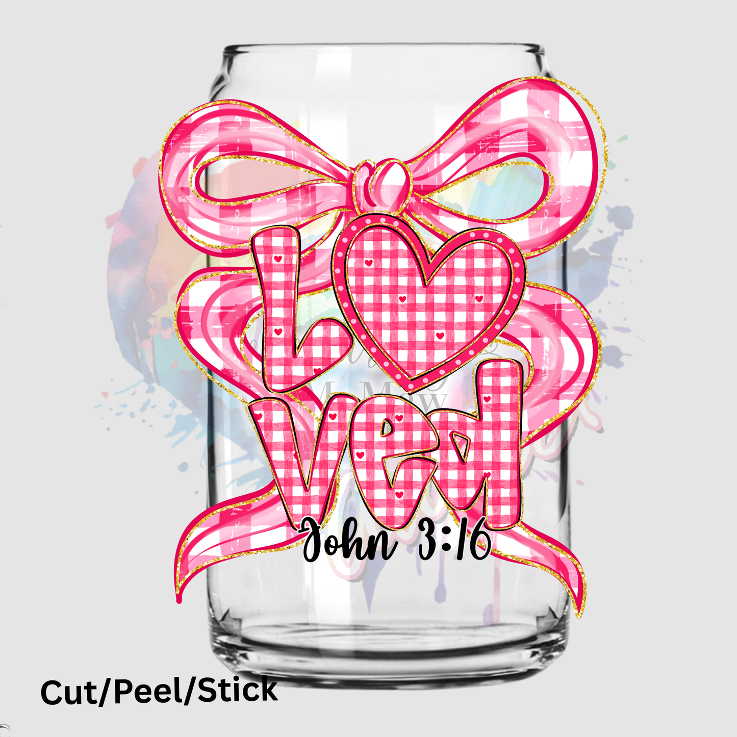 Coquette Loved John 3 16 UV DTF Decal