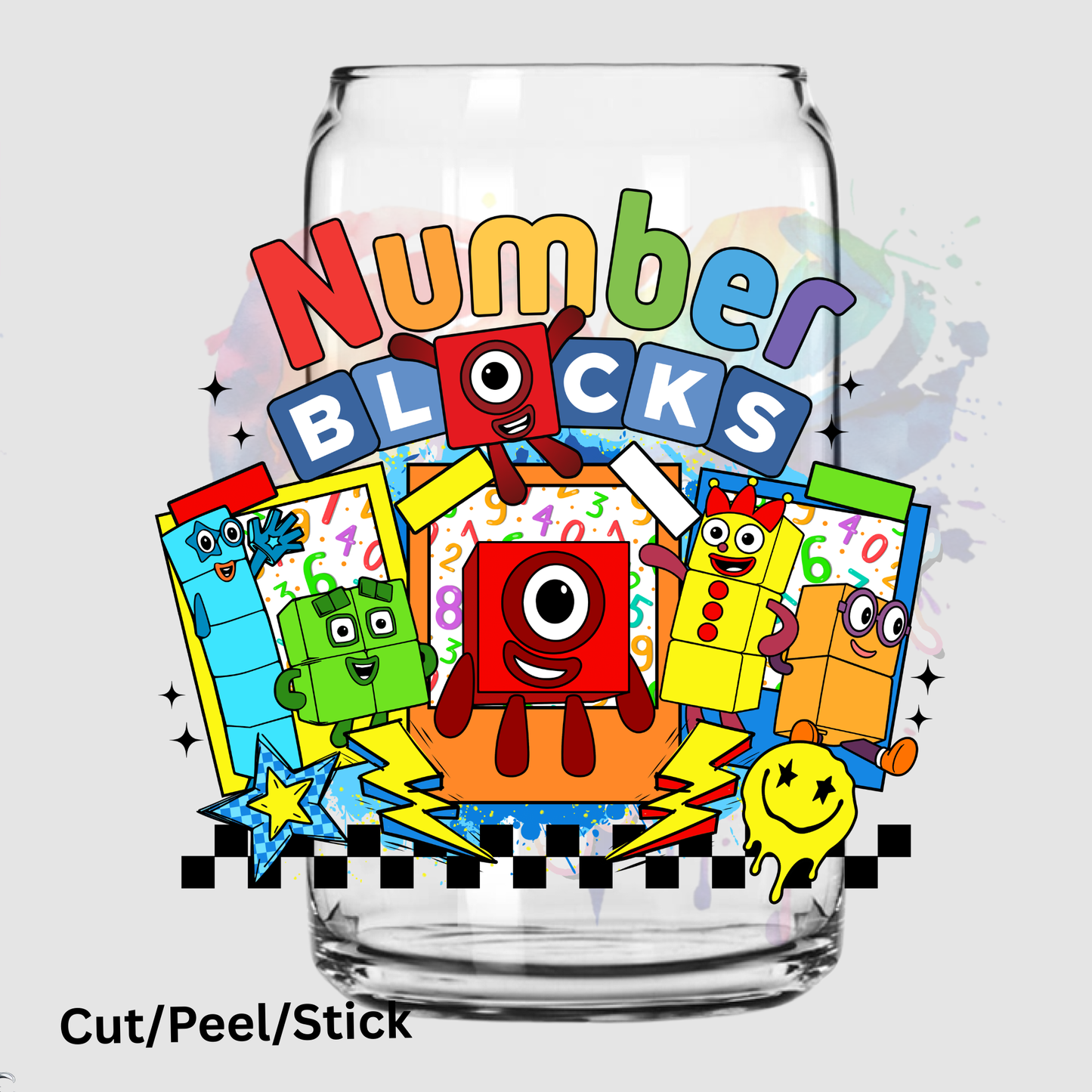 Number Blocks Polaroids UV DTF Decal