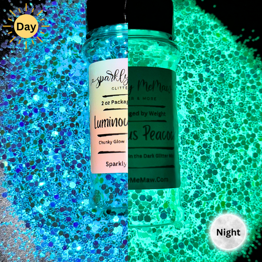 Luminous Peacock Chunky Glow in the Dark Glitter Mix hi